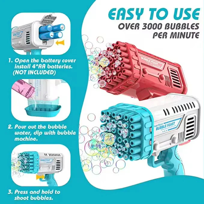 36-Hole Bubble Gun Bazooka for Kids