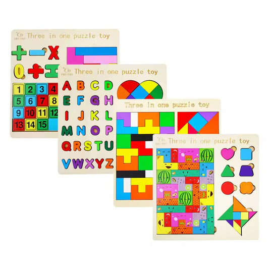 3-in-1 Wooden Puzzle Set