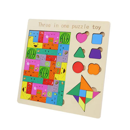 3-in-1 Wooden Puzzle Set