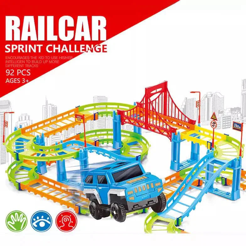 Colorful 90-Piece Jeep Track Set